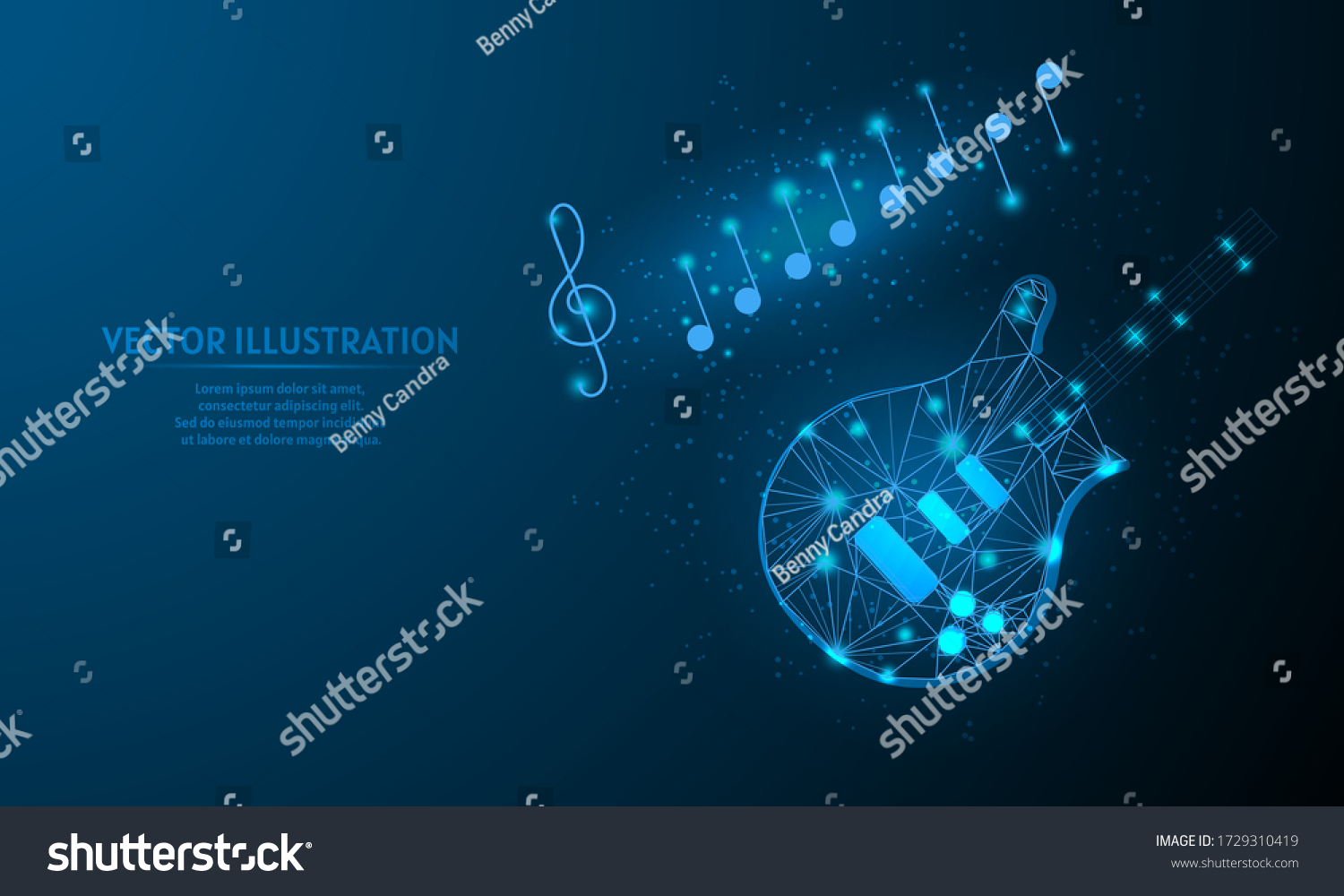 Glowing Music On Blue Abstract Background Stock Vector (Royalty Free ...