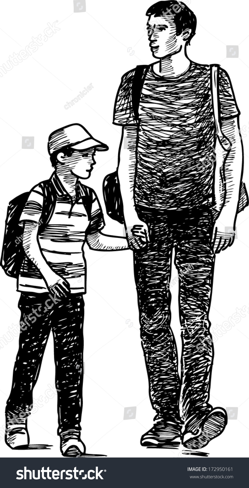 Father Son Walking Stock Vector (Royalty Free) 172950161 | Shutterstock