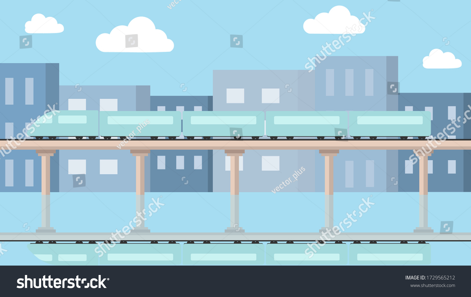 Illustration Train On City Background Vector Stock Vector (Royalty Free ...