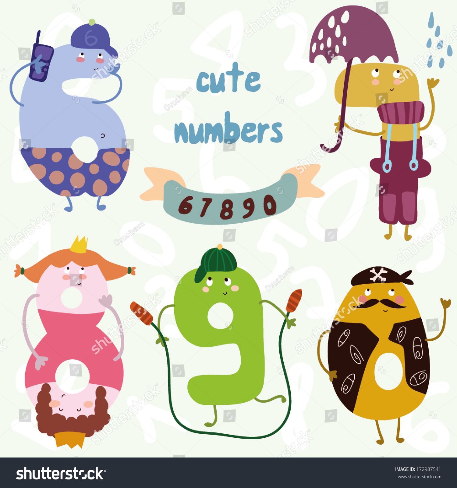 Vector Setcute Numbers Numbers Very Cute Stock Vector (Royalty Free ...