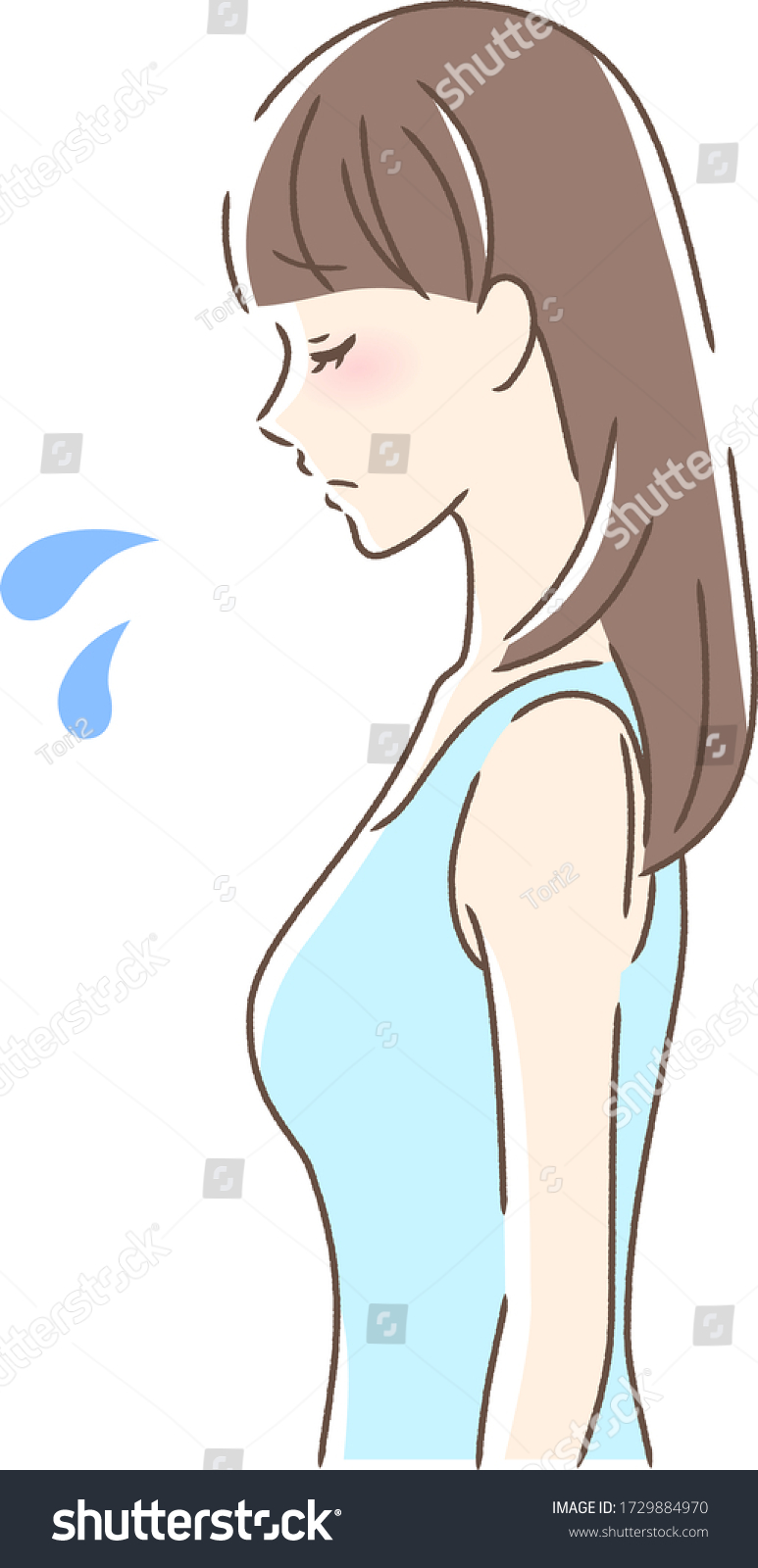 Illustration Sad Womans Profile Stock Vector (Royalty Free) 1729884970 ...