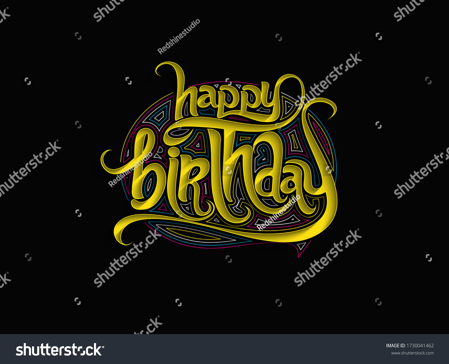 Happy Birthday Text Made Handwriting Vector Stock Vector (Royalty Free ...