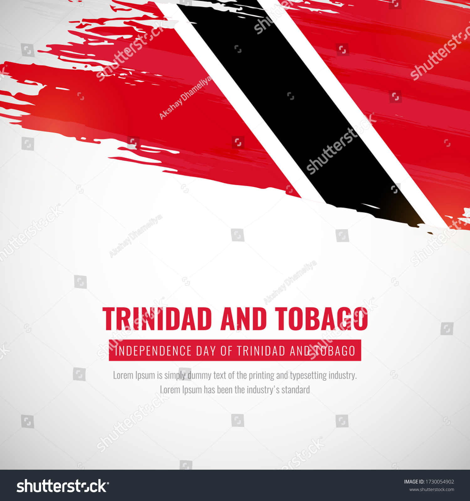 Happy Independence Day Trinidad Tobago Brush Stock Vector Royalty Free