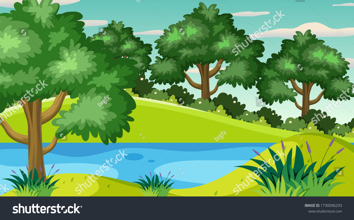 Background Scene Many Trees Park Illustration Stock Vector (Royalty ...