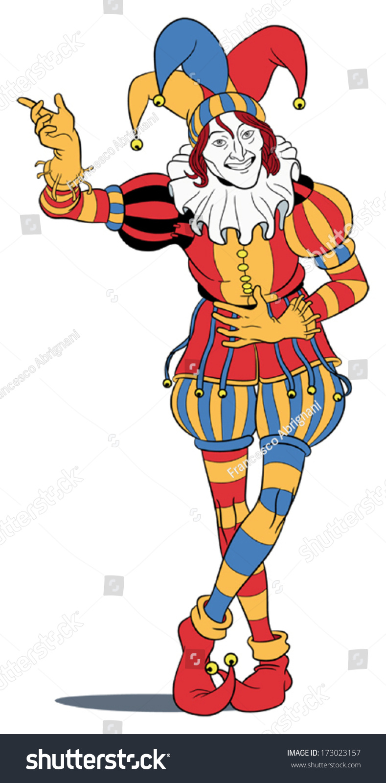 Jester Colorful Costume Taking Bow Stock Vector (Royalty Free ...