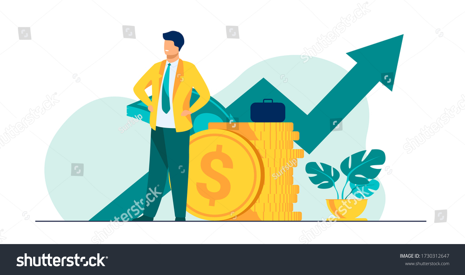 Successful Entrepreneur Investor Presenting Stack Money Stock Vector ...