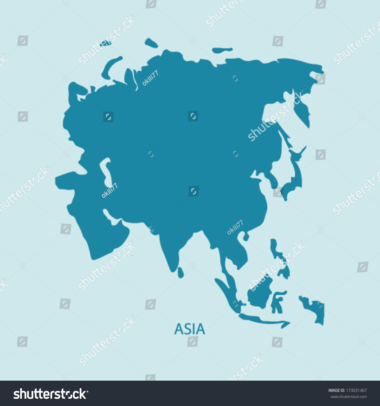 Asia Map Vector Stock Vector (Royalty Free) 173031407 | Shutterstock