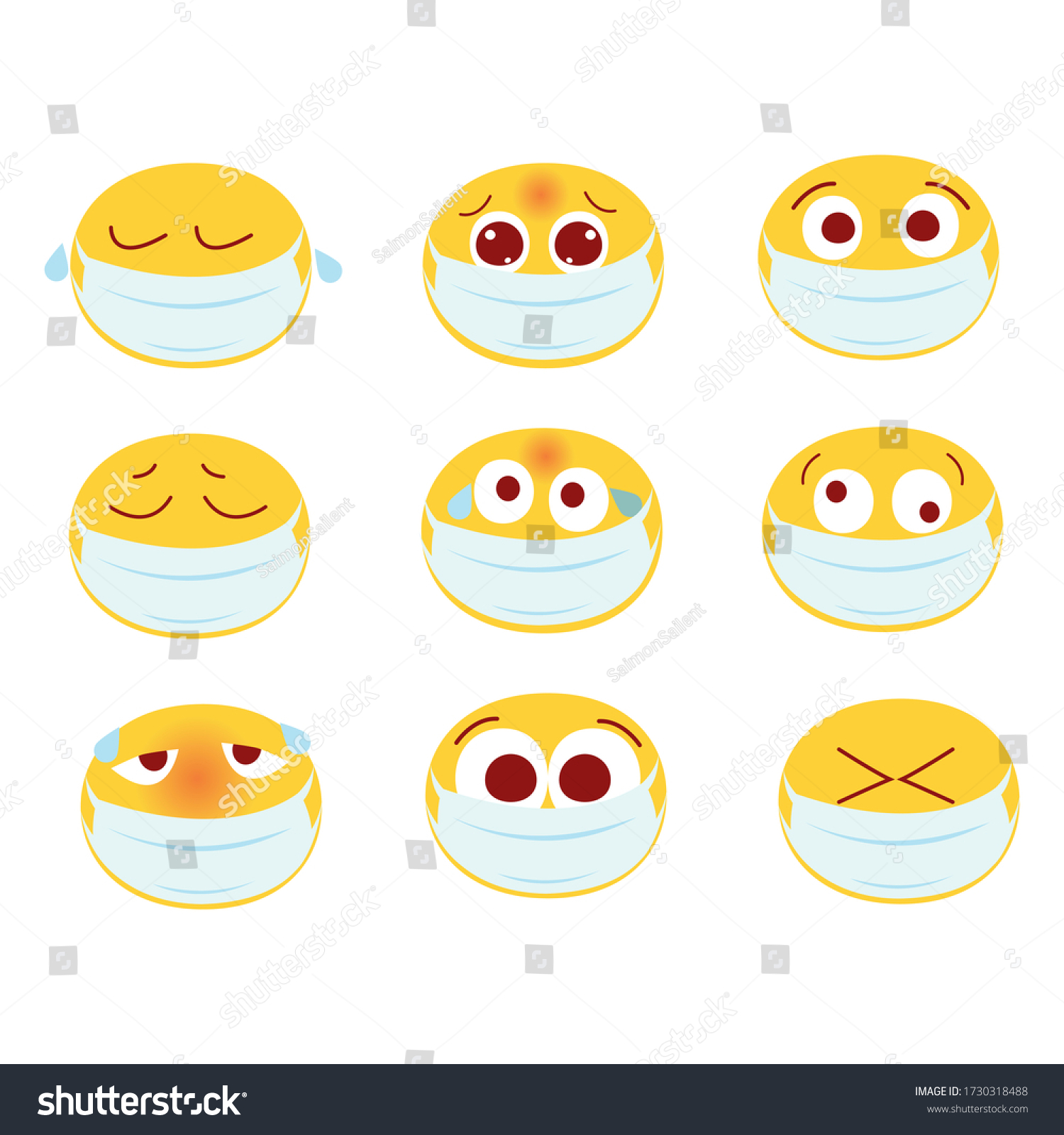 Emoji Set Medical Masks Face Mask Stock Vector (Royalty Free