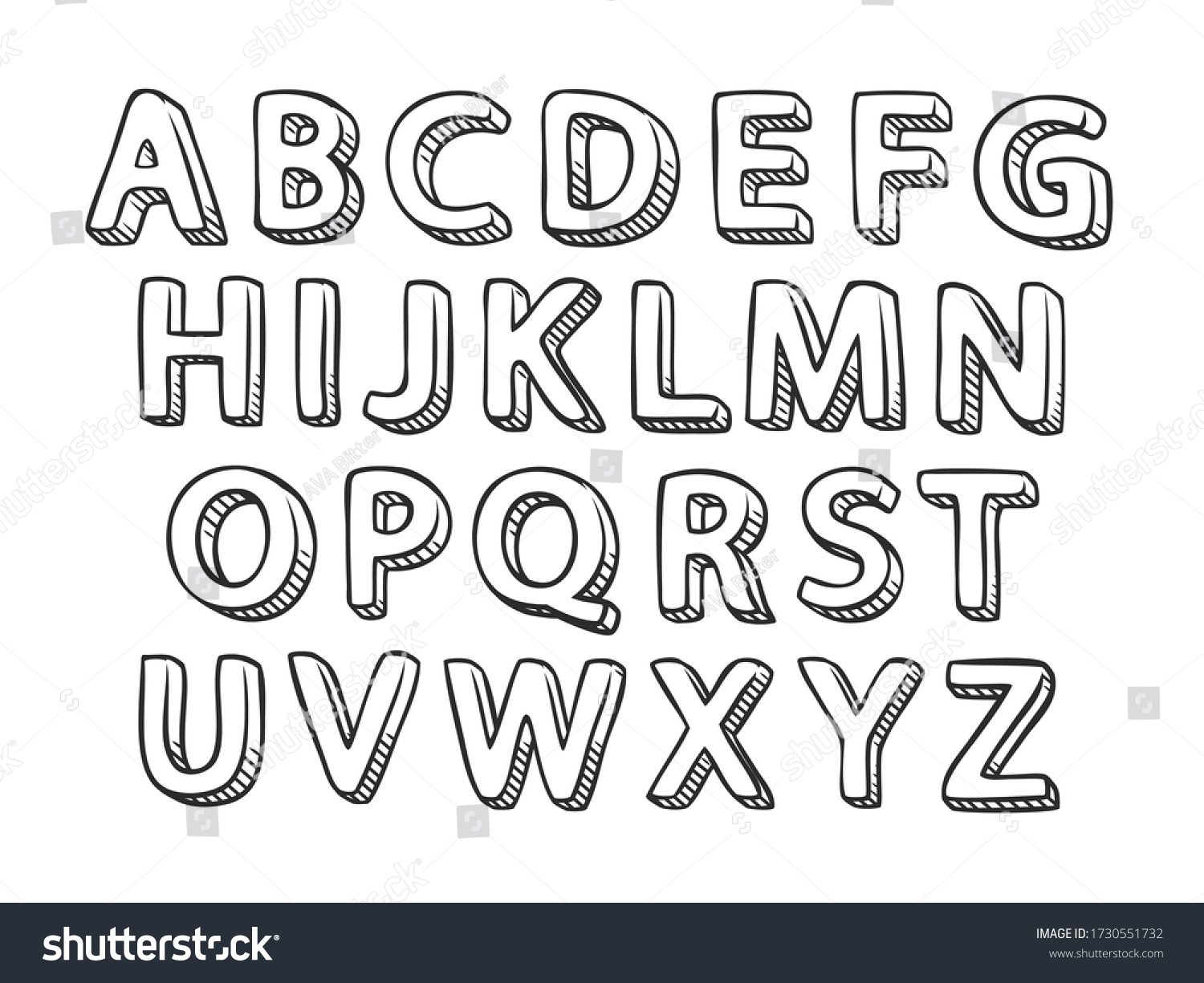 Hand Made Typeface Alphabet Sketch Vector Stock Vector (Royalty Free ...