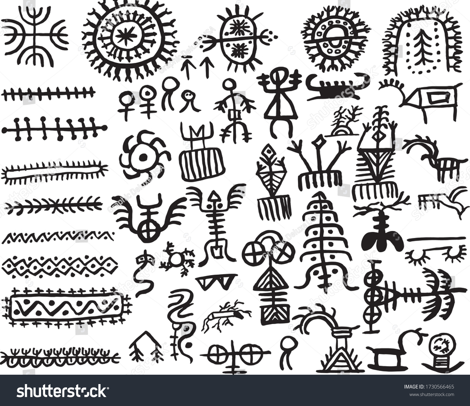 Primitive Cave Art Tribal Design Element Stock Vector (Royalty Free ...