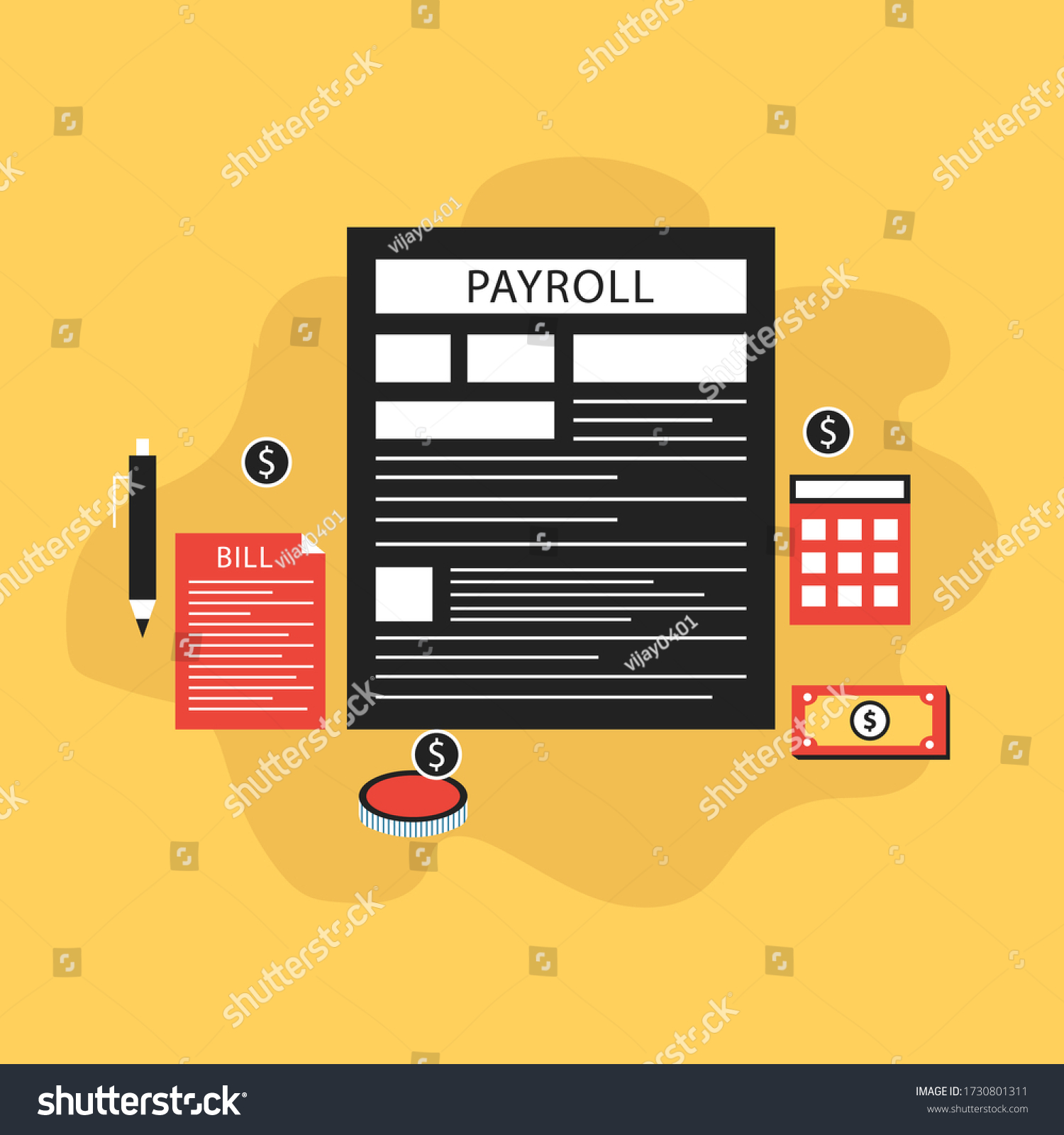 Payroll Invoice Sheet Flat Illustration Payroll Stock Vector (Royalty ...