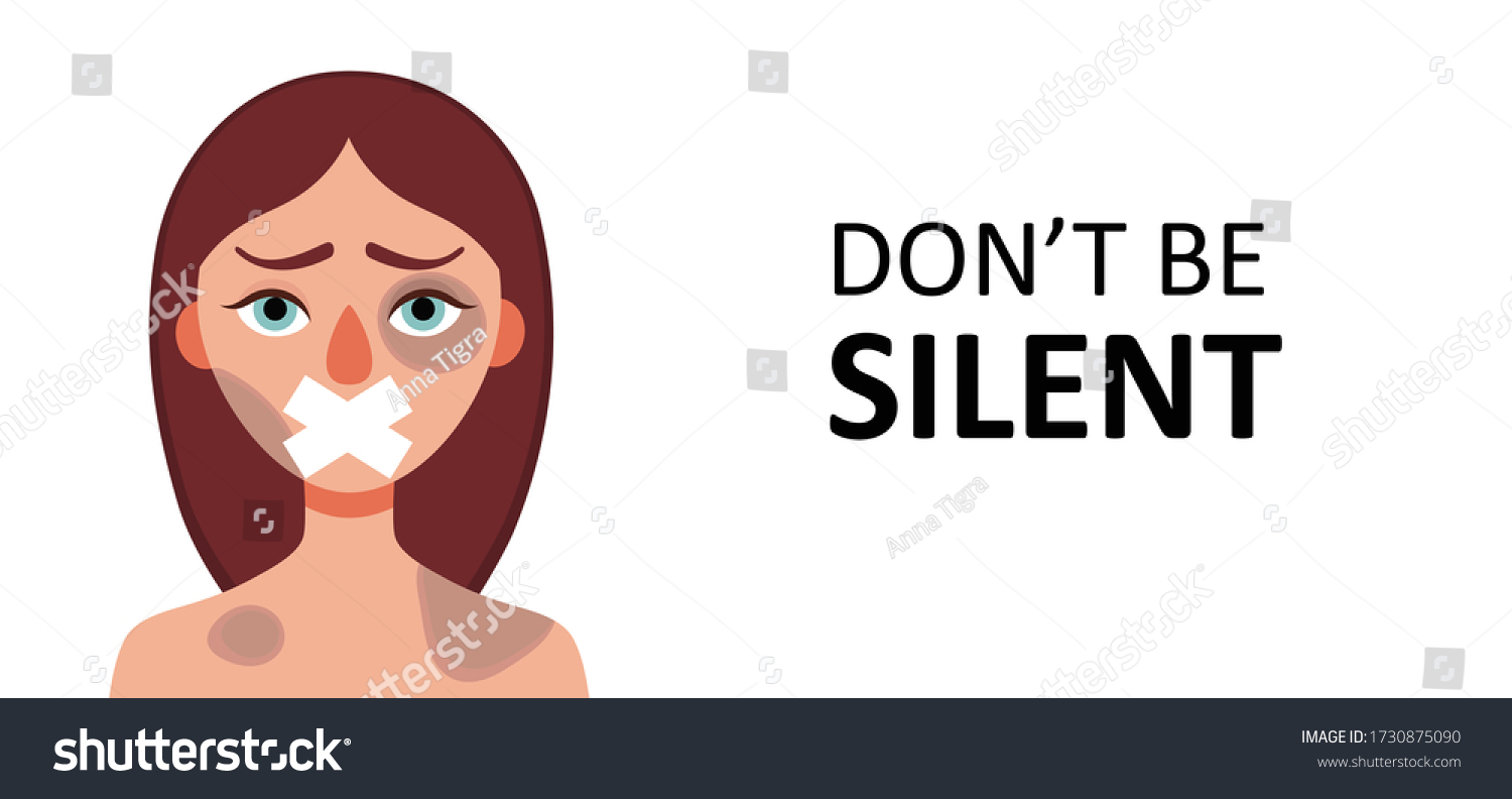 Sad Woman Bruises Wounds Closed Mouth Stock Vector (royalty Free 