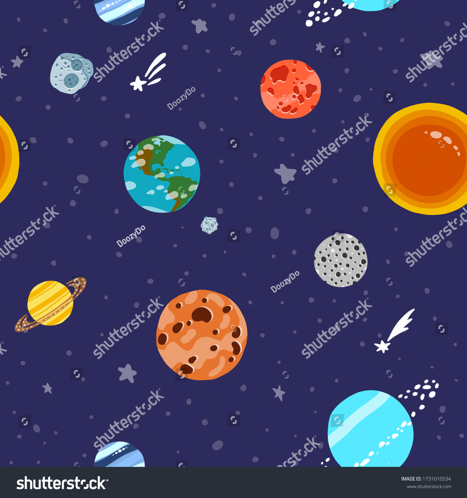 Space Pattern Planets Stars Solar System Stock Vector (Royalty Free ...