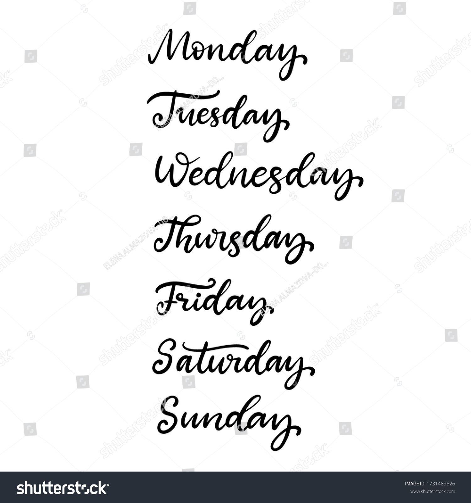 Days Week Hand Drawn Doodle Set Stock Vector (Royalty Free) 1731489526 ...