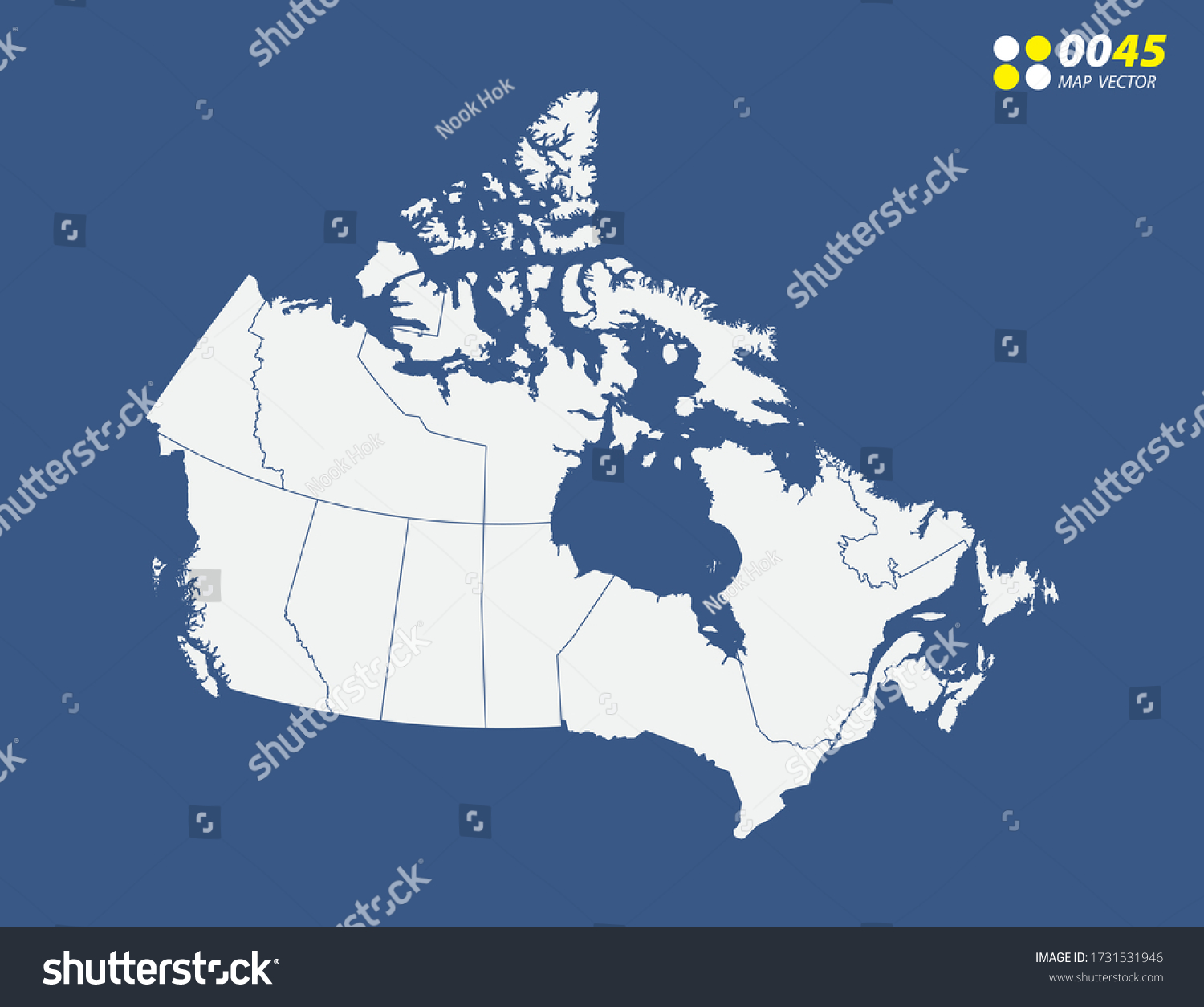 Map Canada Vector On Blue Stock Vector (Royalty Free) 1731531946 ...