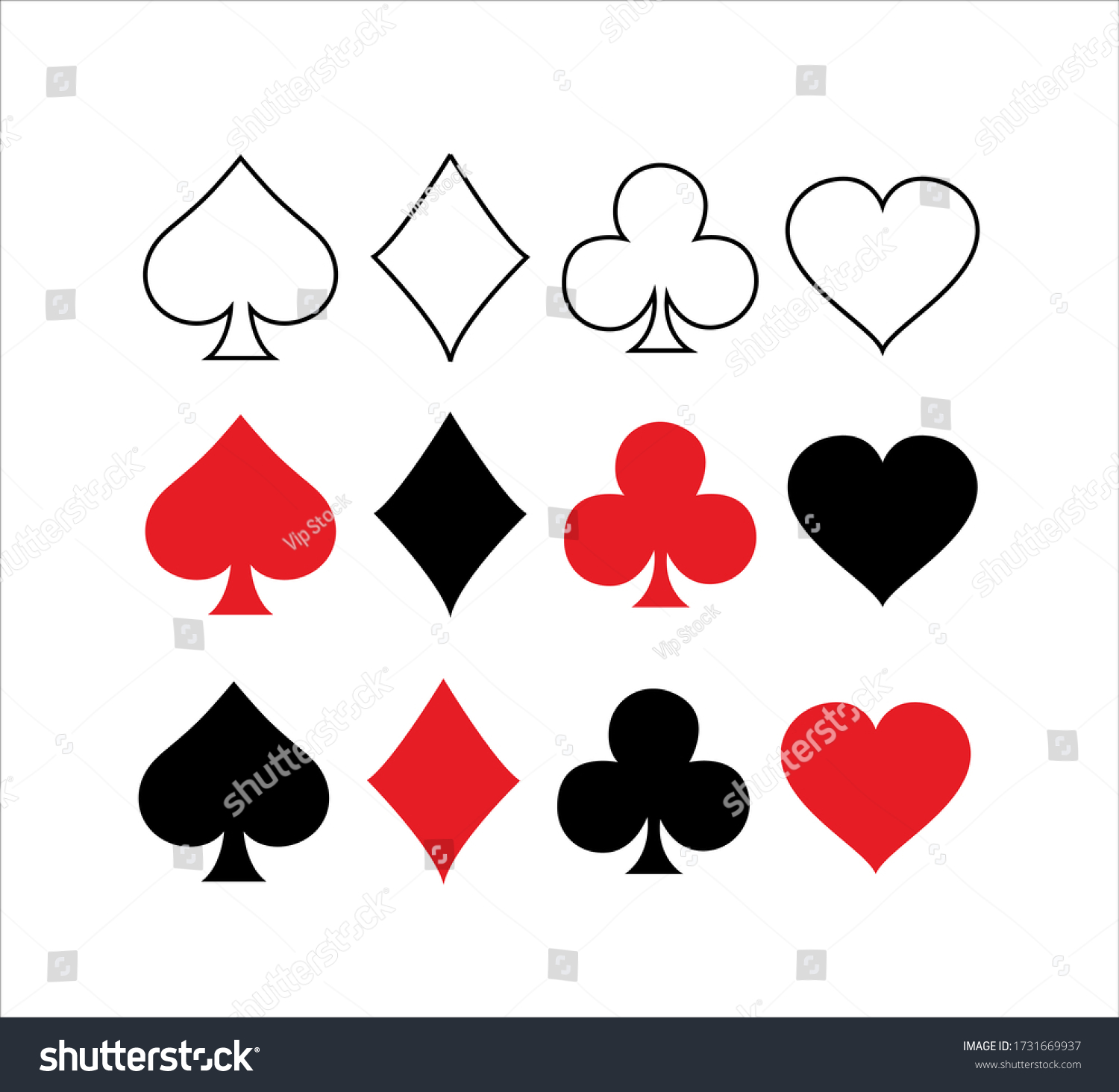 Set Vector Playing Card Symbols Poker Stock Vector (Royalty Free ...