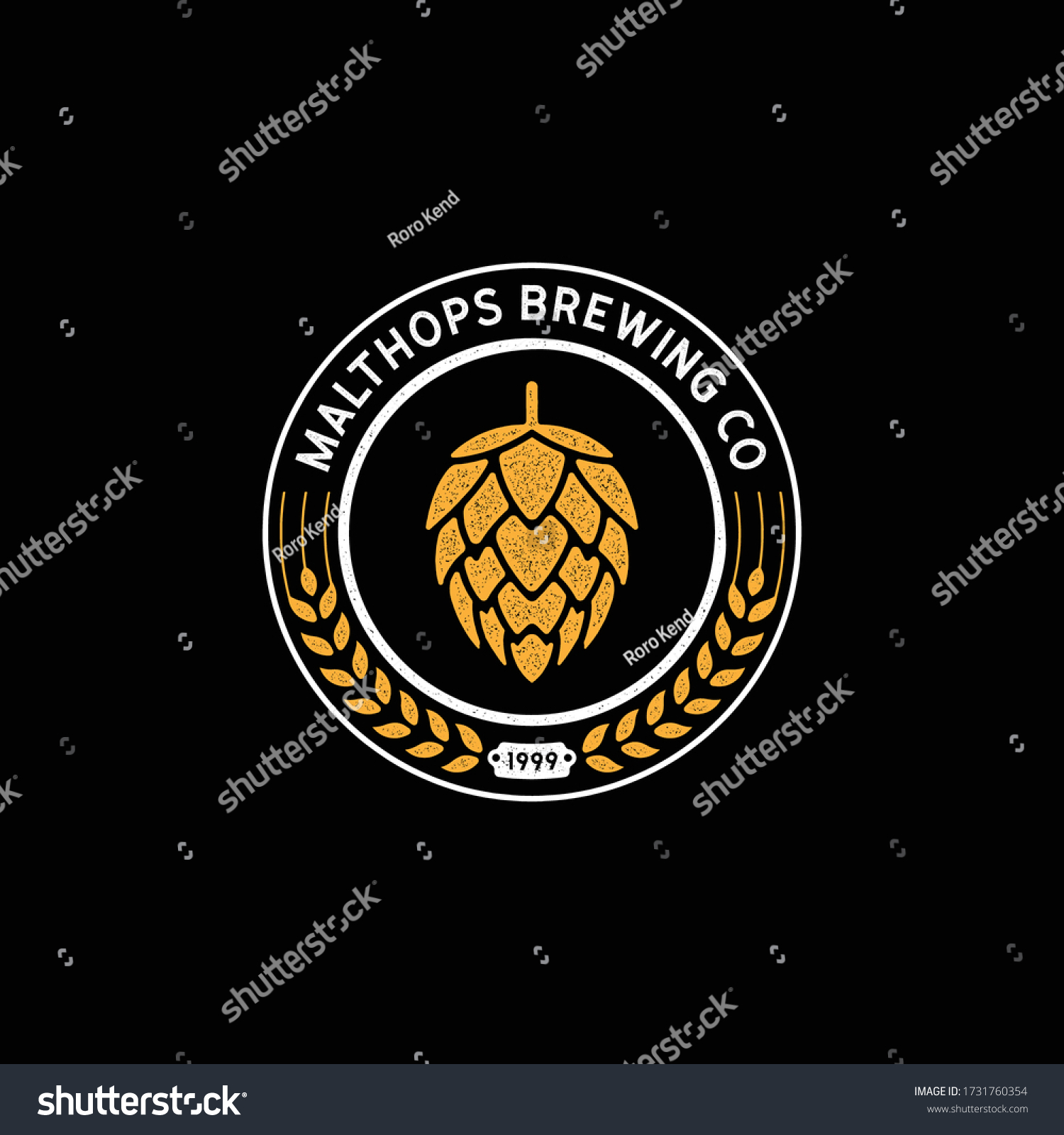 Beer Brewery Logo Stamp Design Hops Stock Vector (Royalty Free ...