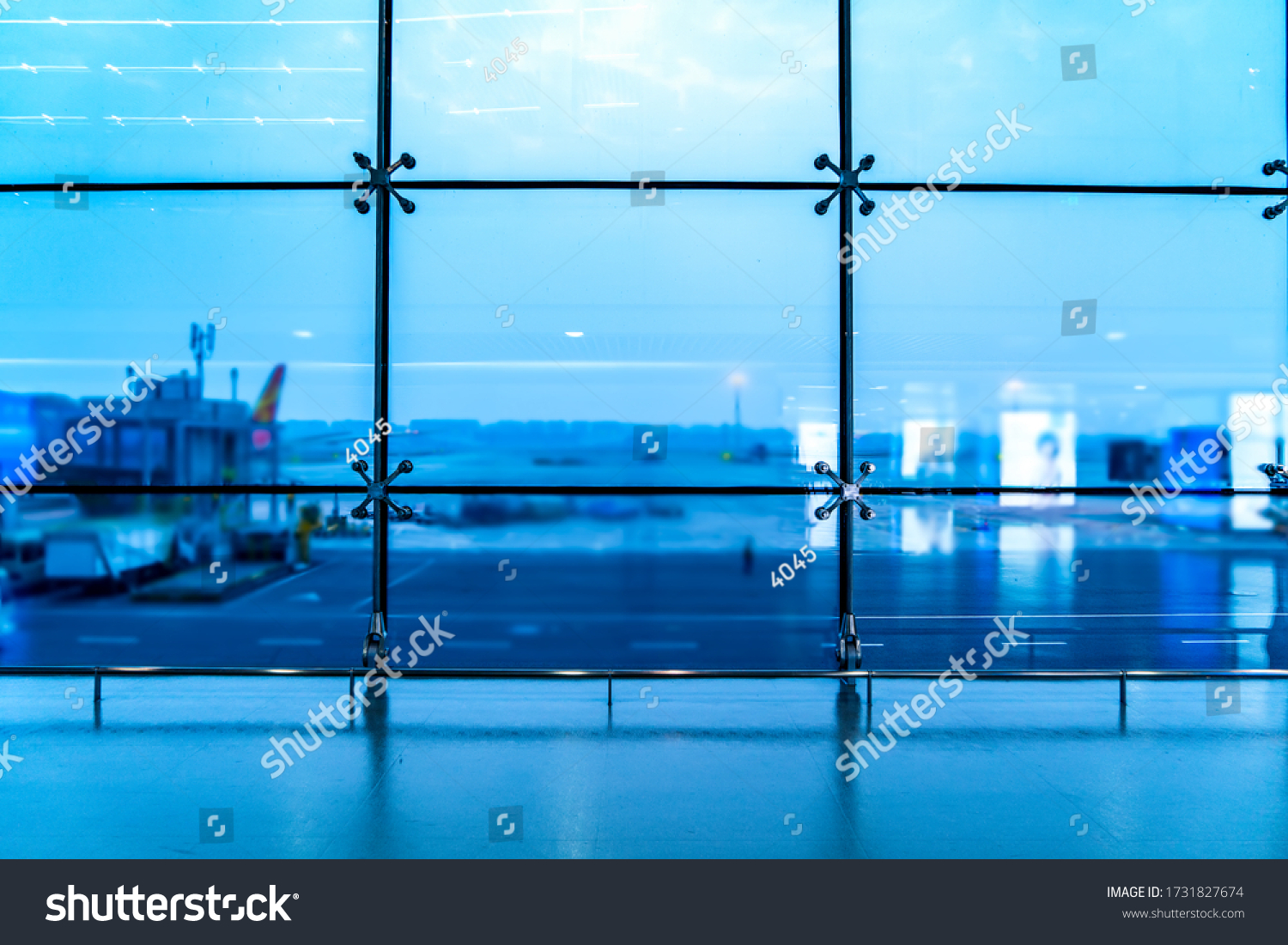 Ground Glass Windows Corridors Airport Terminal Stock Photo 1731827674