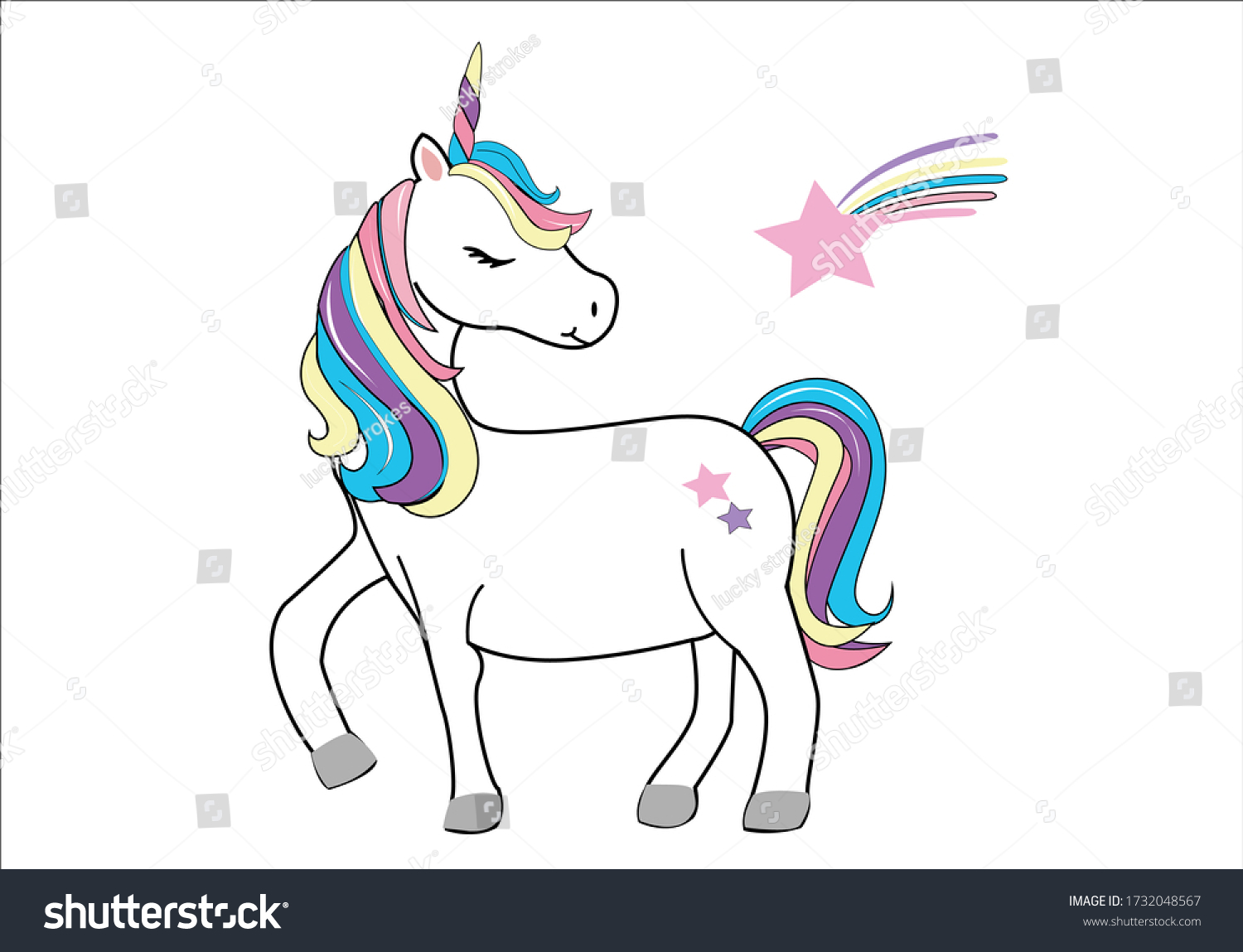 Unicorn Star Hand Drawn Design Handdrawn Stock Vector (Royalty Free ...