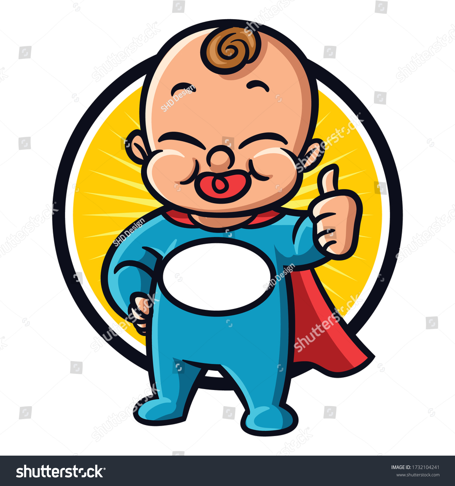 Cartoon Baby Hero Mascot Logo Stock Vector (Royalty Free) 1732104241 ...