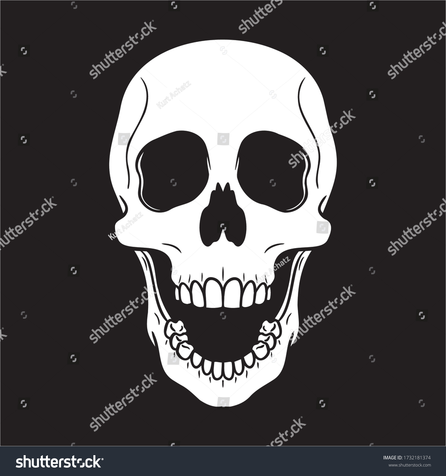 Laughing Skull Open Mouth Against Black Stock Vector (Royalty Free ...