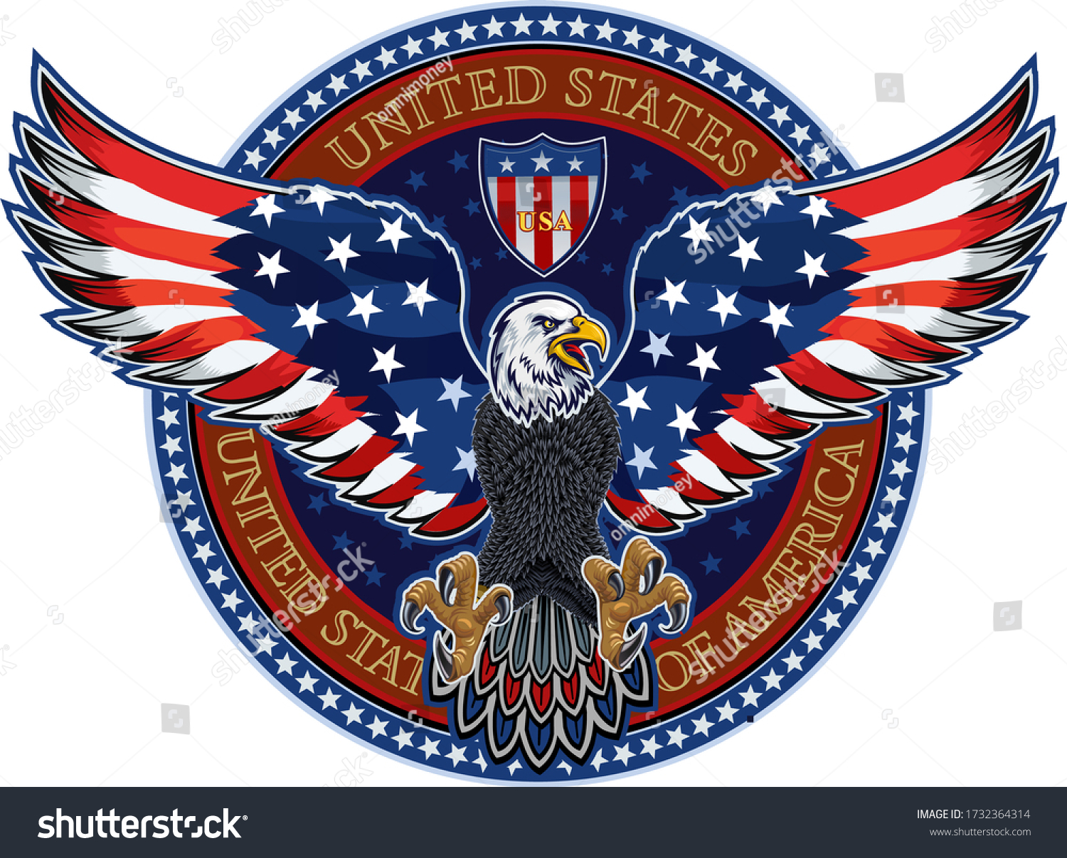 American Eagle Usa Flags Stock Vector (Royalty Free) 1732364314 ...