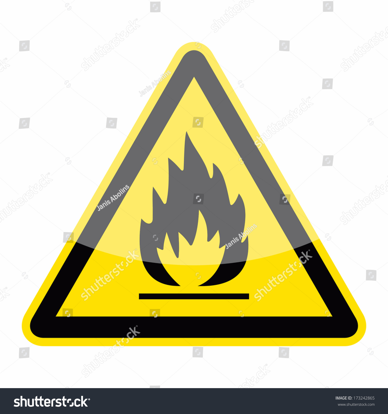 Fire Warning Sign Triangle Sign Button Stock Vector (Royalty Free ...