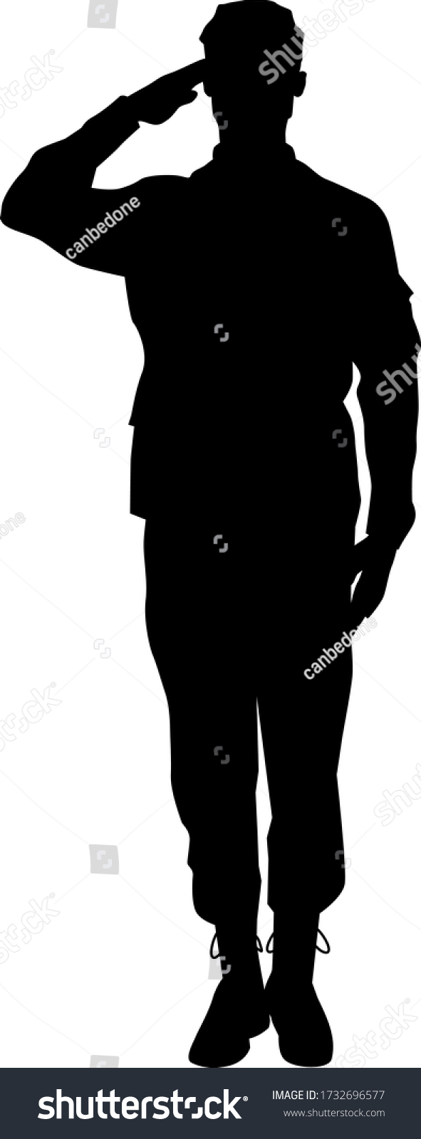 Male Soldier Full Body Silhouette Saluting Stock Vector Royalty Free 1732696577 Shutterstock 5609