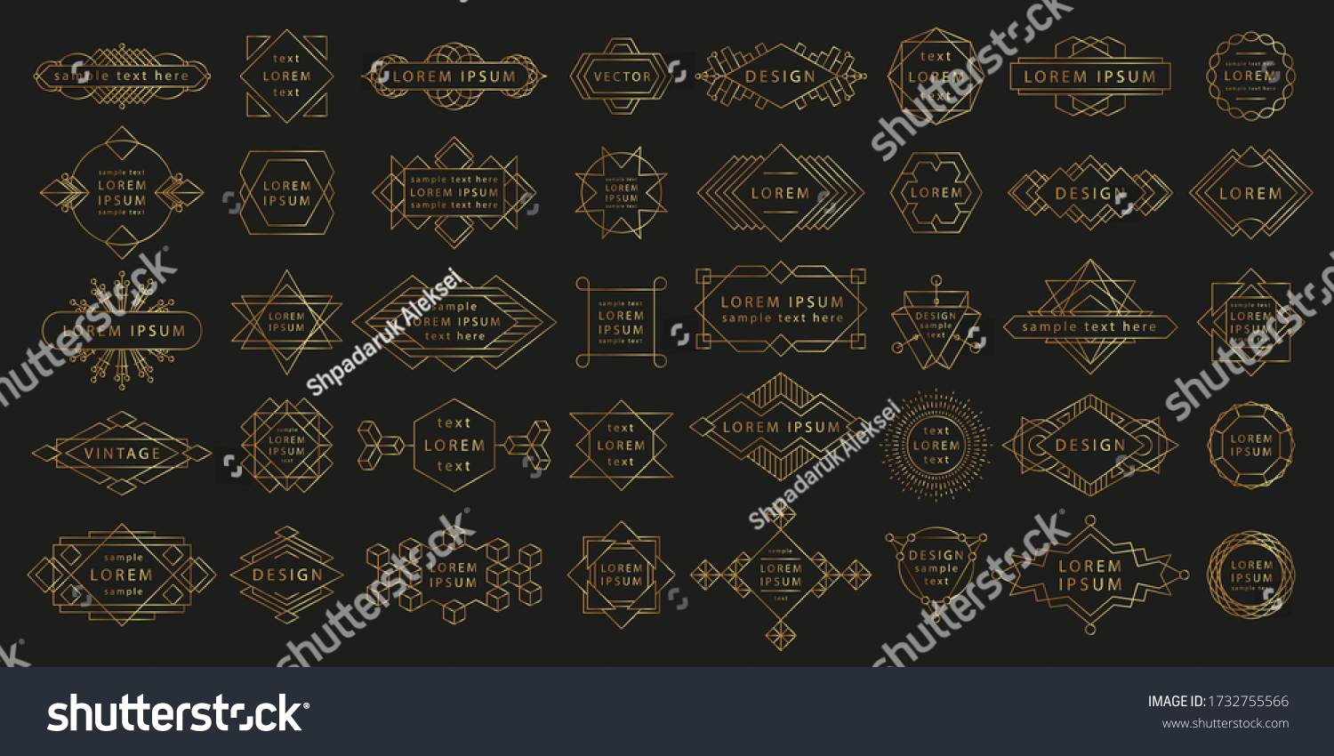 Set Geometric Gold Logos Futuristic Line Stock Vector (Royalty Free ...