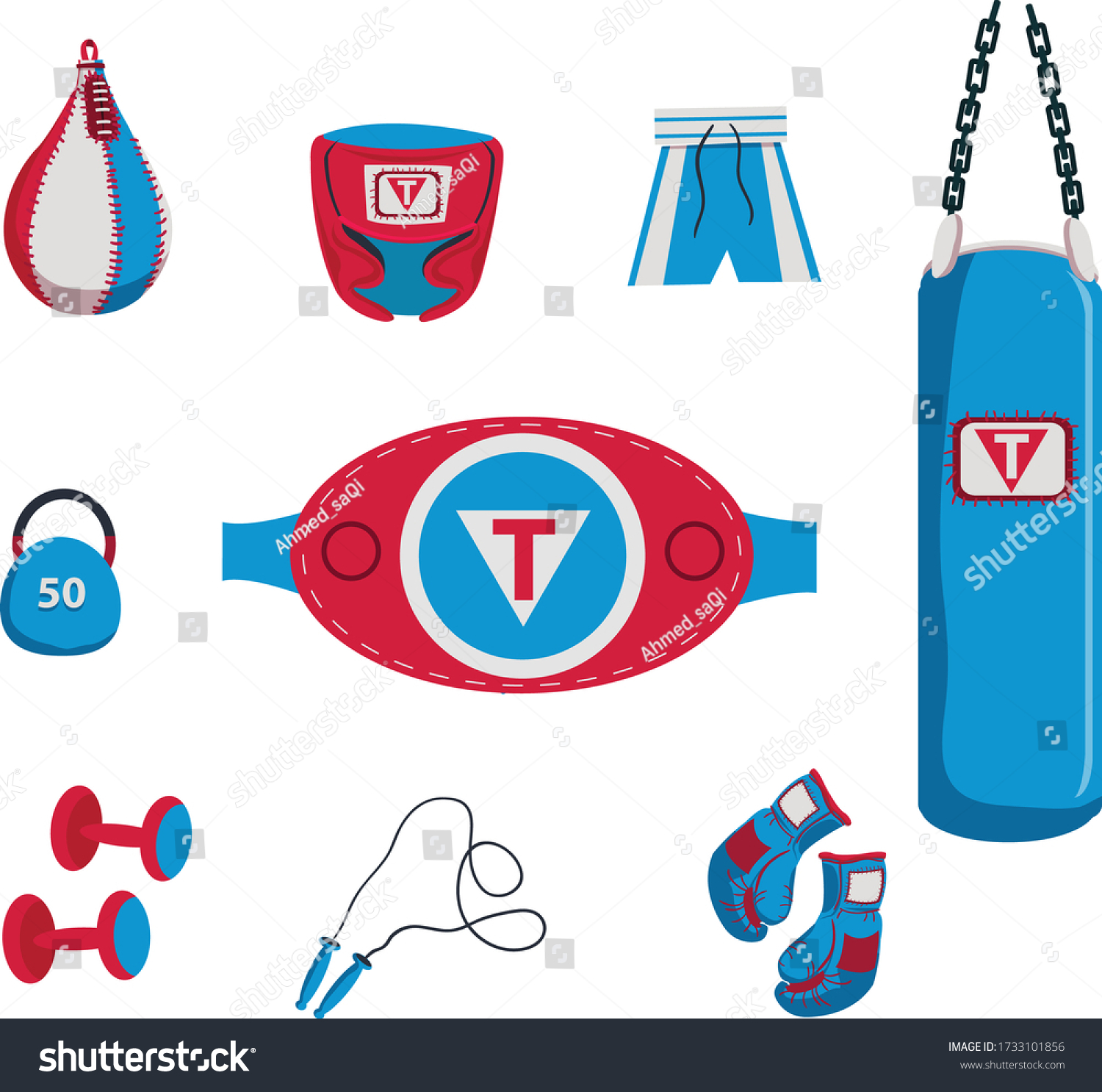 Set Boxing Equipment Vector Illustration Design Stock Vector Royalty Free 1733101856 7585