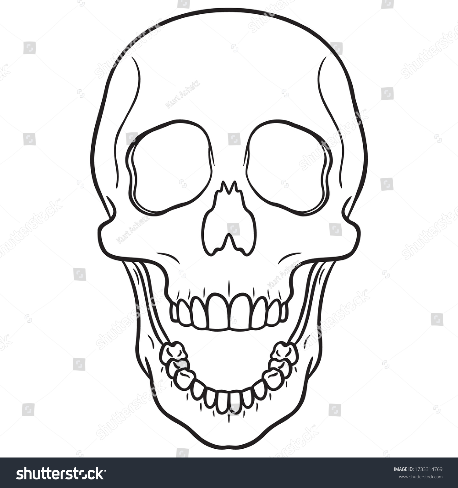 Friendly Monochrome Skull Open Mouth Isolated Stock Vector (Royalty ...