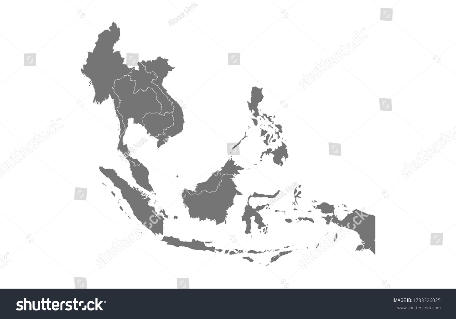 Gray Silhouette Southeast Asia Map Stock Vector (Royalty Free ...