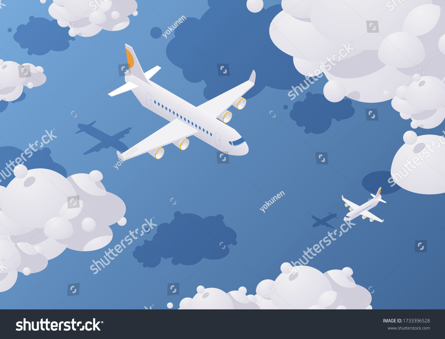 Isometric Passenger Airplane Flying Sky Full Stock Vector (Royalty Free ...