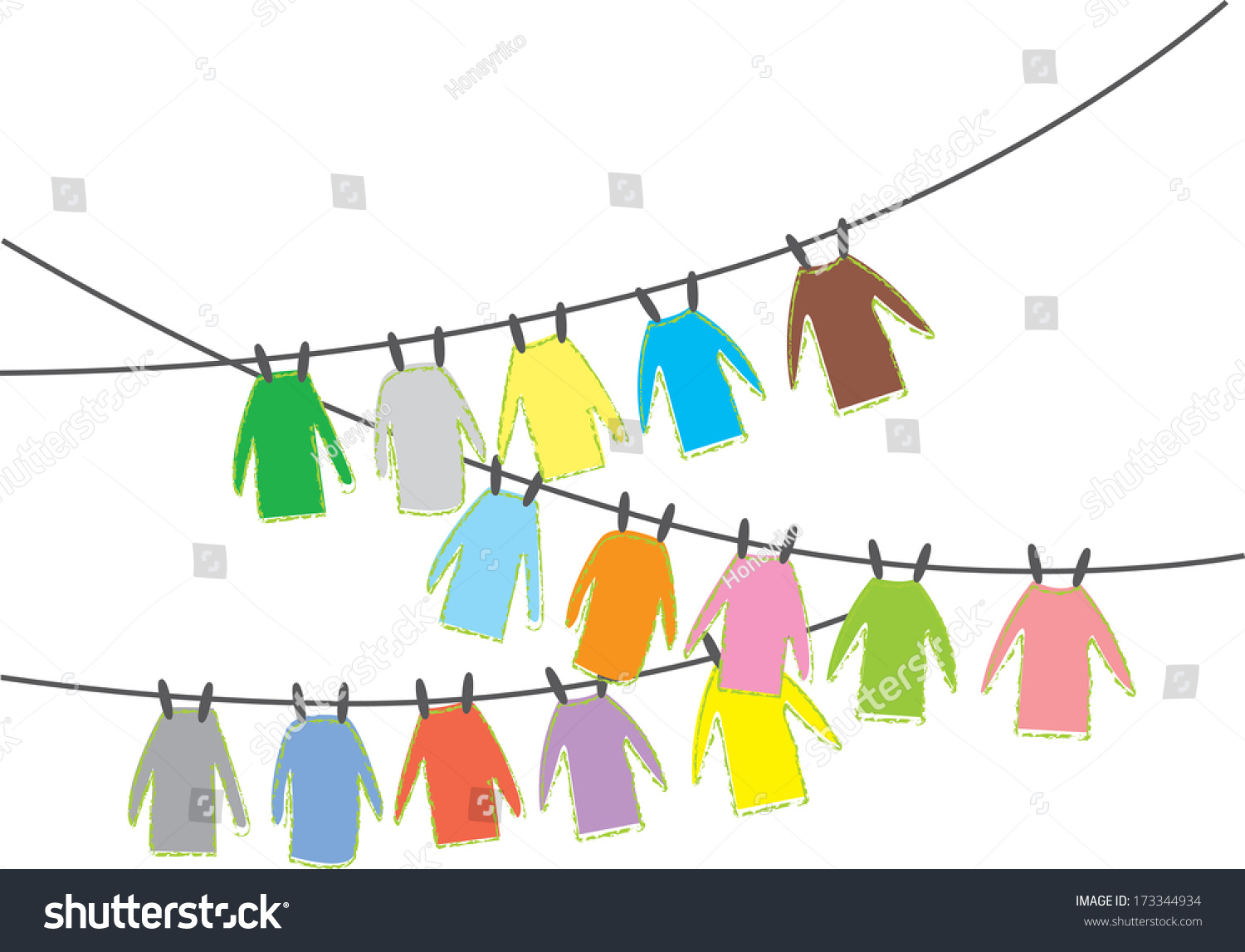 Colorful Tshirts Hanging On Clothesline Vector Stock Vector (Royalty ...