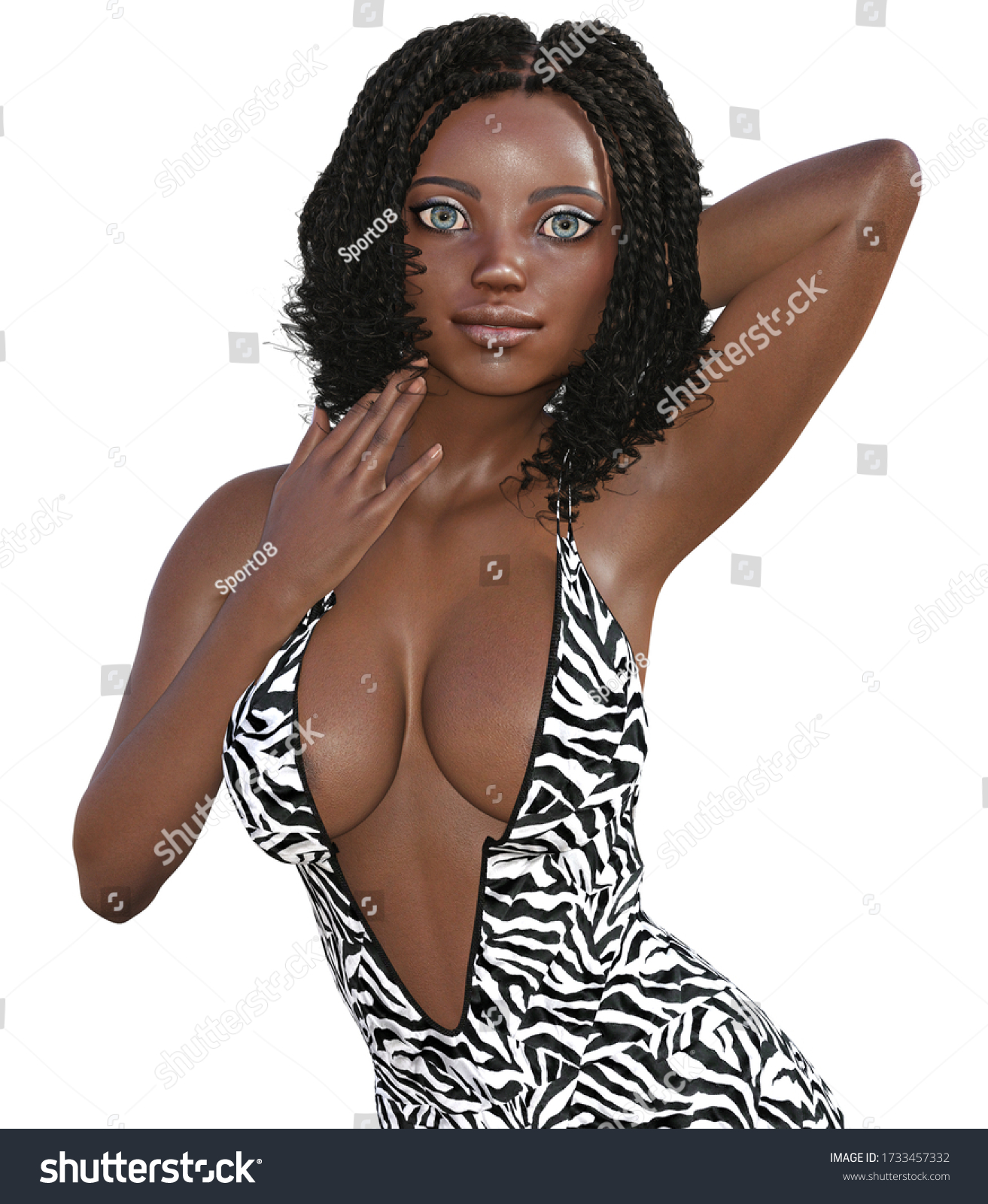 3d Rendering Sexy Black Woman Sexy Stock Illustration 1733457332 Shutterstock 4150
