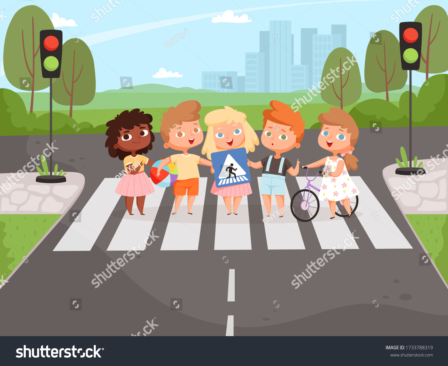 Pupils crosswalk