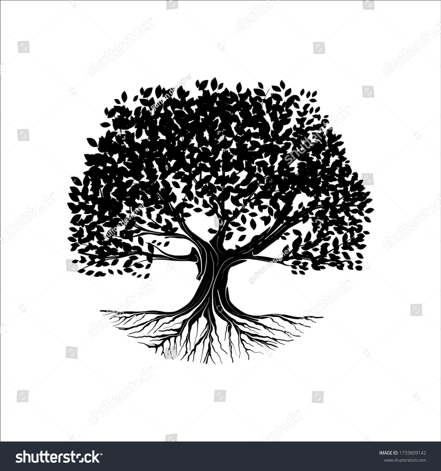 Tree Silhouette Isolated On White Background Stock Vector (Royalty Free ...