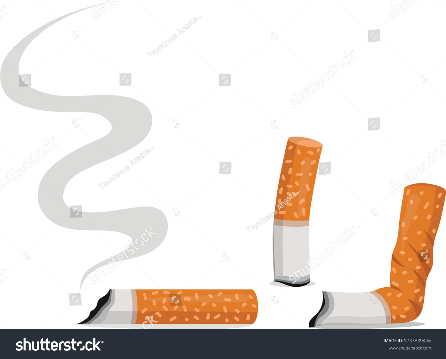 Vector Illustration Cigarette Butts Stock Vector Royalty Free Shutterstock