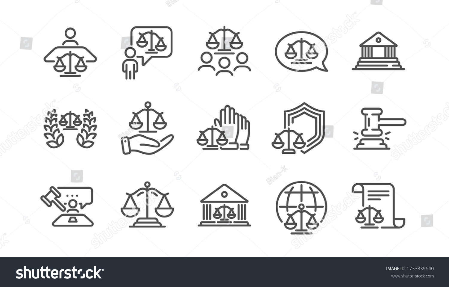 Court Line Icons Set Judge Scales Stock Vector (Royalty Free ...