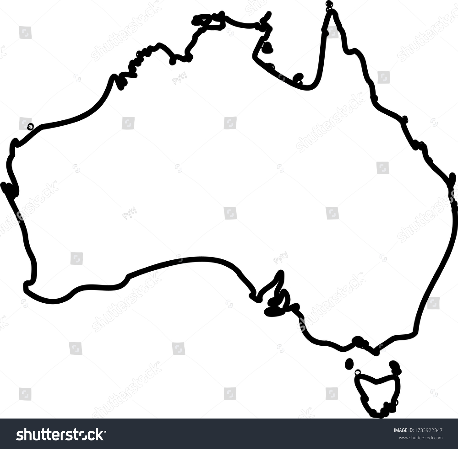 Australia Solid Black Outline Border Map Stock Vector (Royalty Free ...