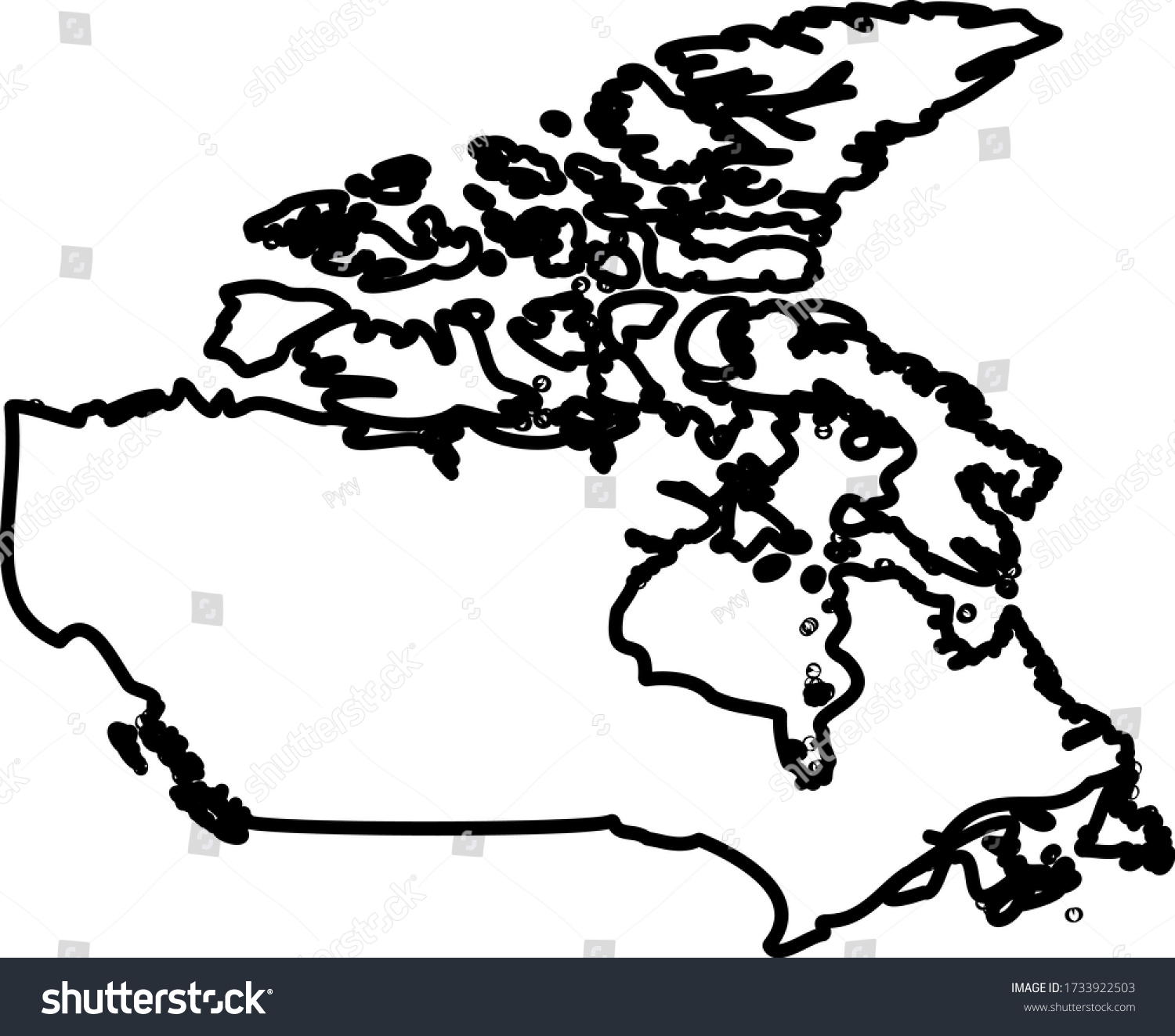 Canada Solid Black Outline Border Map Stock Vector (Royalty Free ...