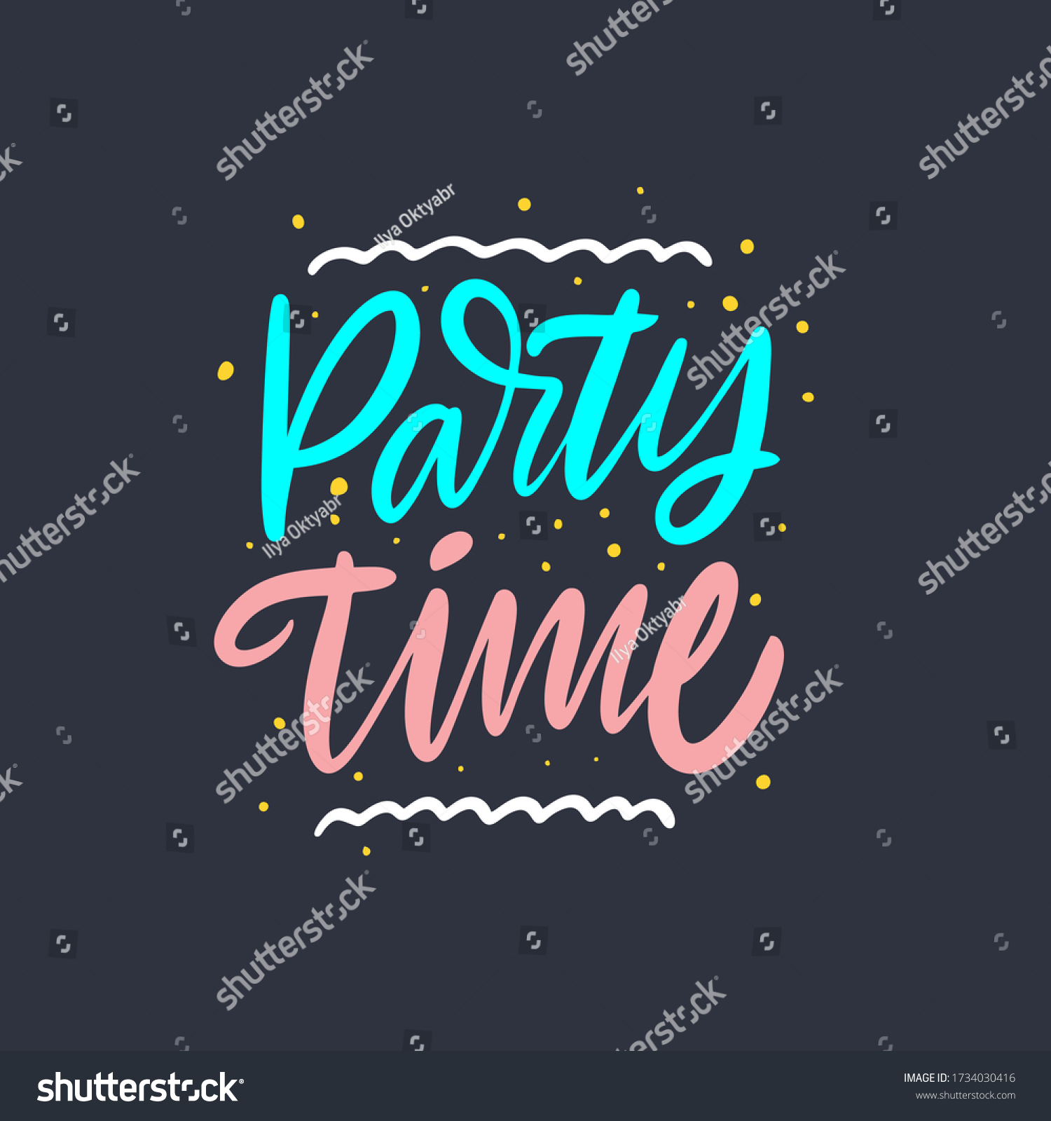 Party Time Lettering Hand Written Quote Stock Vector (Royalty Free