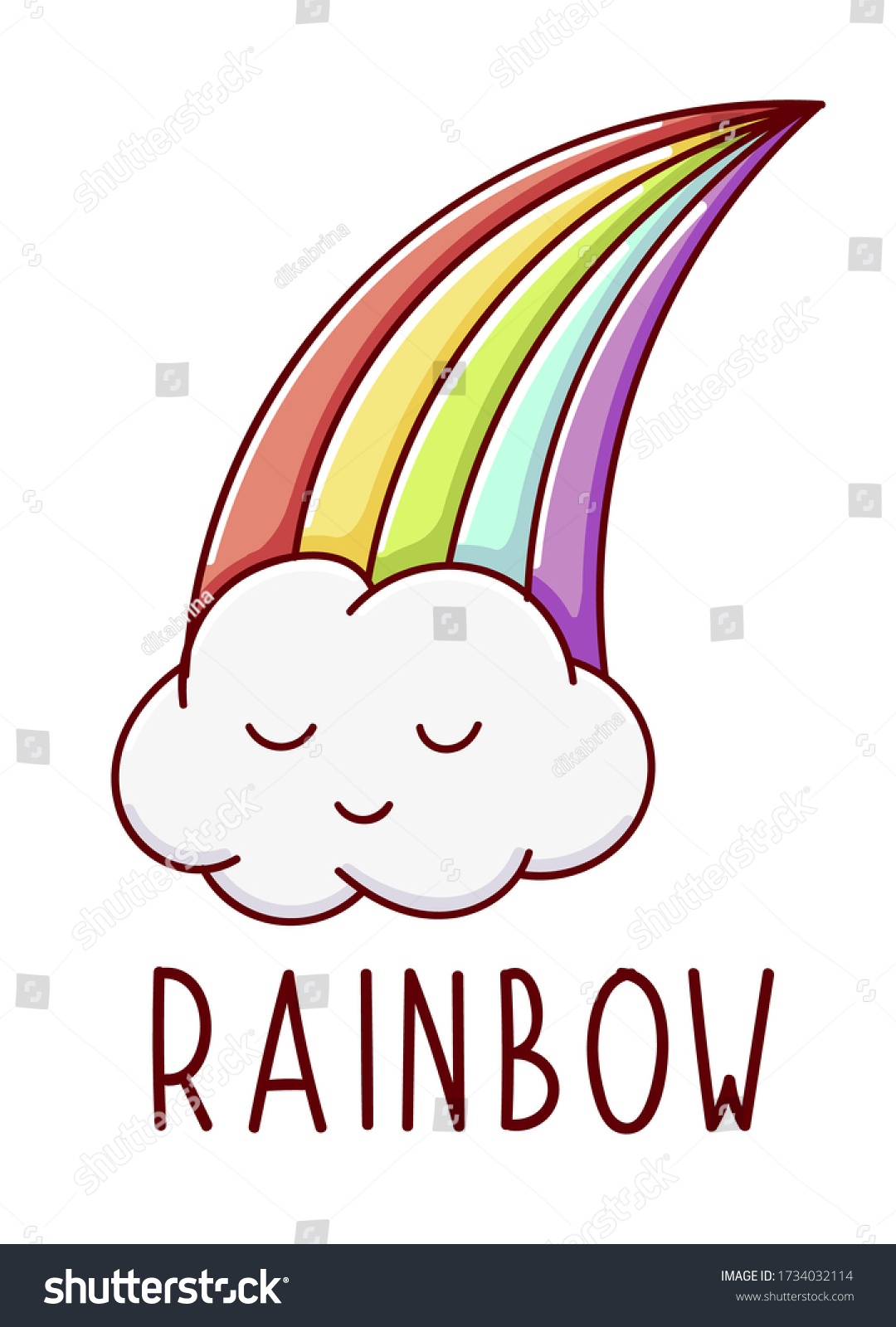 Cute Kawaii Hand Drawn Rainbow Doodles Stock Vector (Royalty Free ...