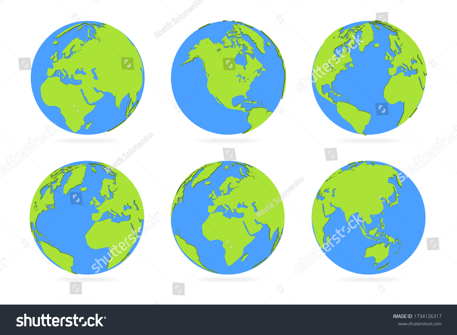 Earth Globe 3d Icons Earth Hemispheres Stock Vector (royalty Free 