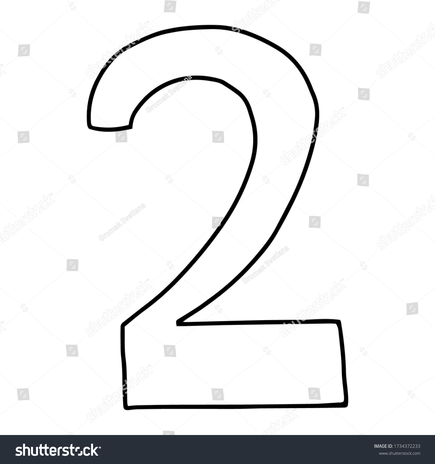 Number 2 Drawn Doodle Styleoutline Drawing Stock Vector (Royalty Free ...