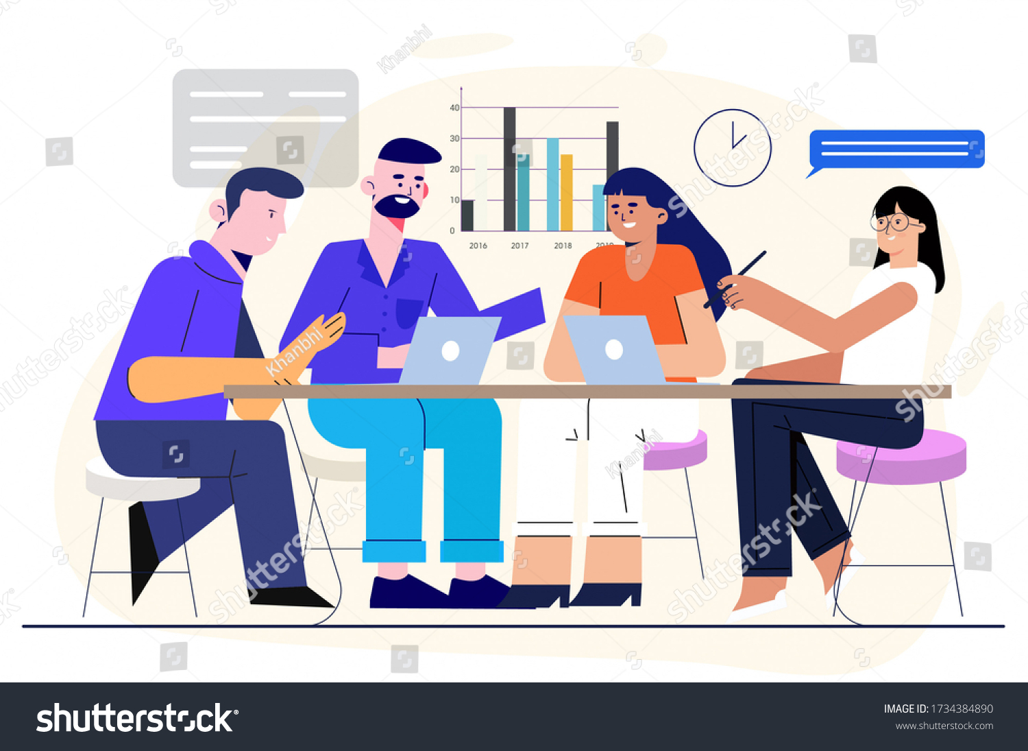 Office Teamwork Meeting Staffs Sketch Cartoon Stock Illustration ...