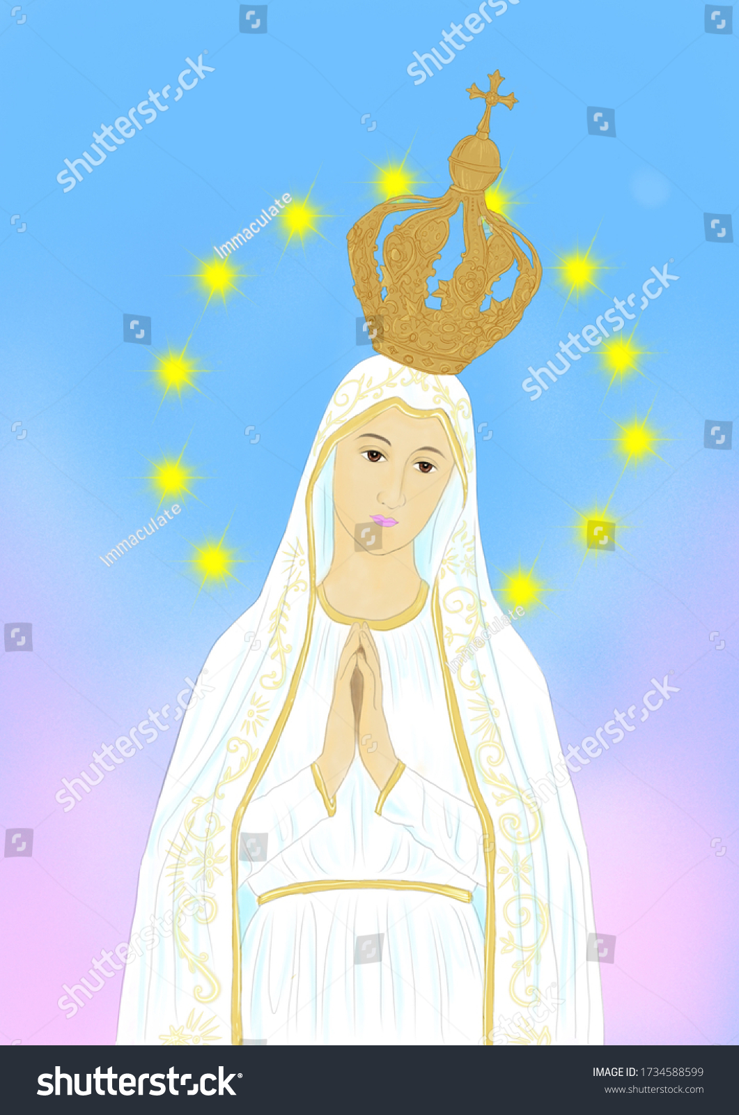 Our Lady Fatima Catholic Illustration Stock Illustration 1734588599 ...