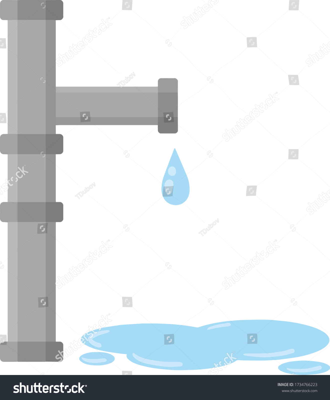 Pipe Drop Water Gray Pipeline Tube Stock Vector (Royalty Free) 1734766223 Shutterstock