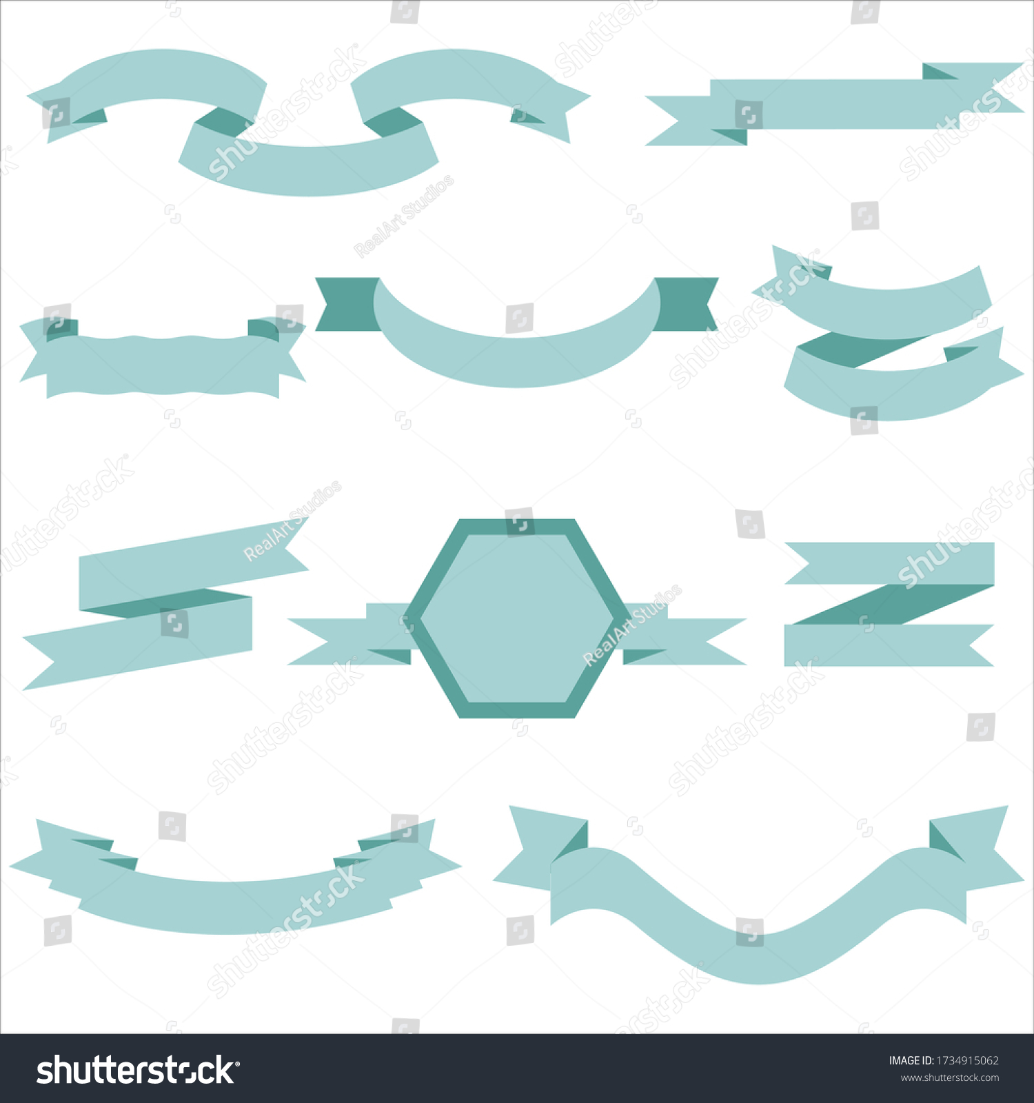 Blue Pastel Ribbon Set Isolated Celebration Stock Vector (Royalty Free ...