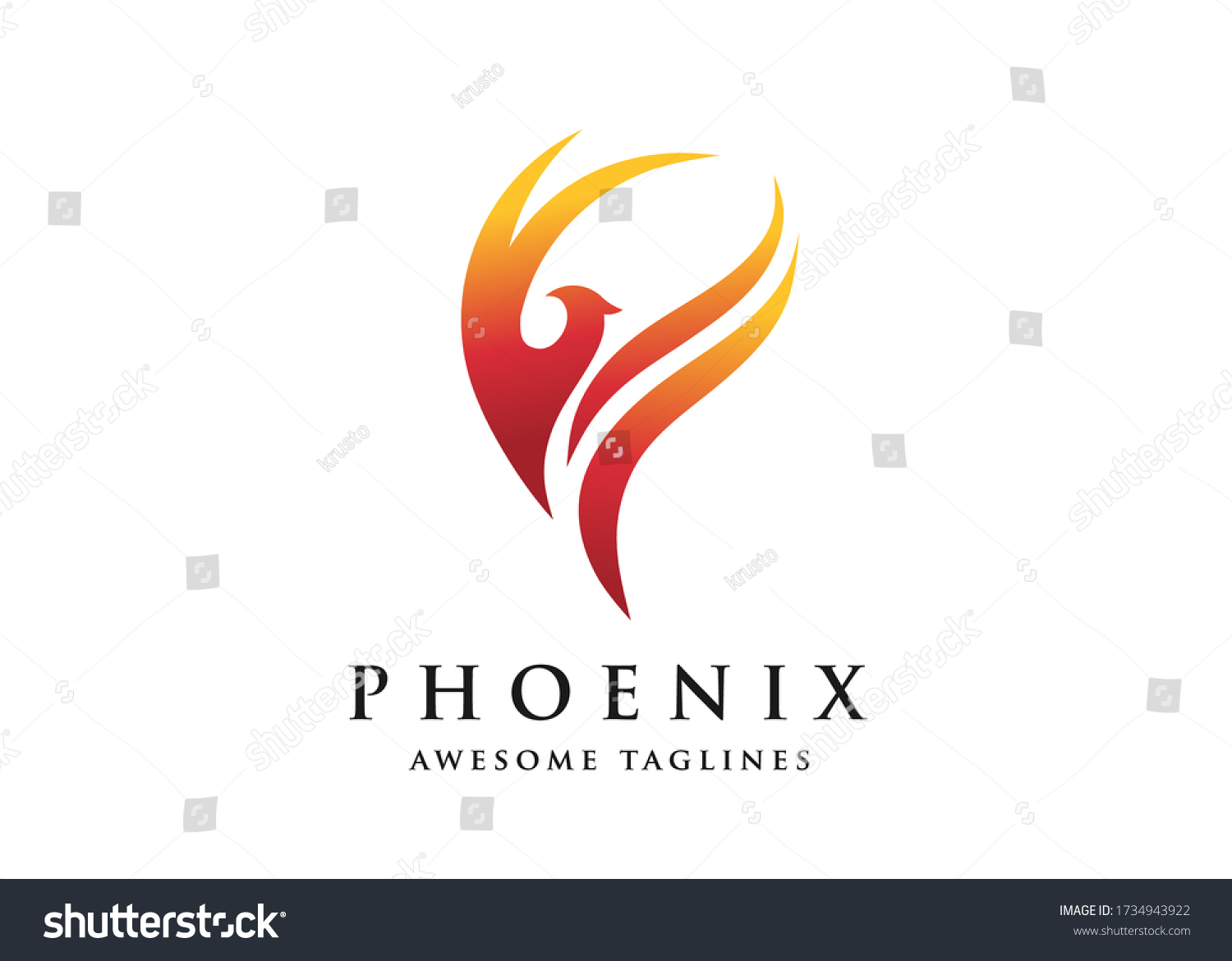 Fire Bird Phoenix Logo Design Vector Stock Vector (Royalty Free ...